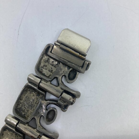 Vtg 1960 Robert Larin pewter modernist minimalist bracelet - Picture 4 of 4